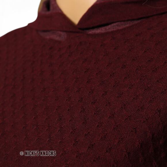 Smartwool Burgundy Hooded Sweater Shadow Pine Pullover Textured Knit Size XS - Picture 4 of 11